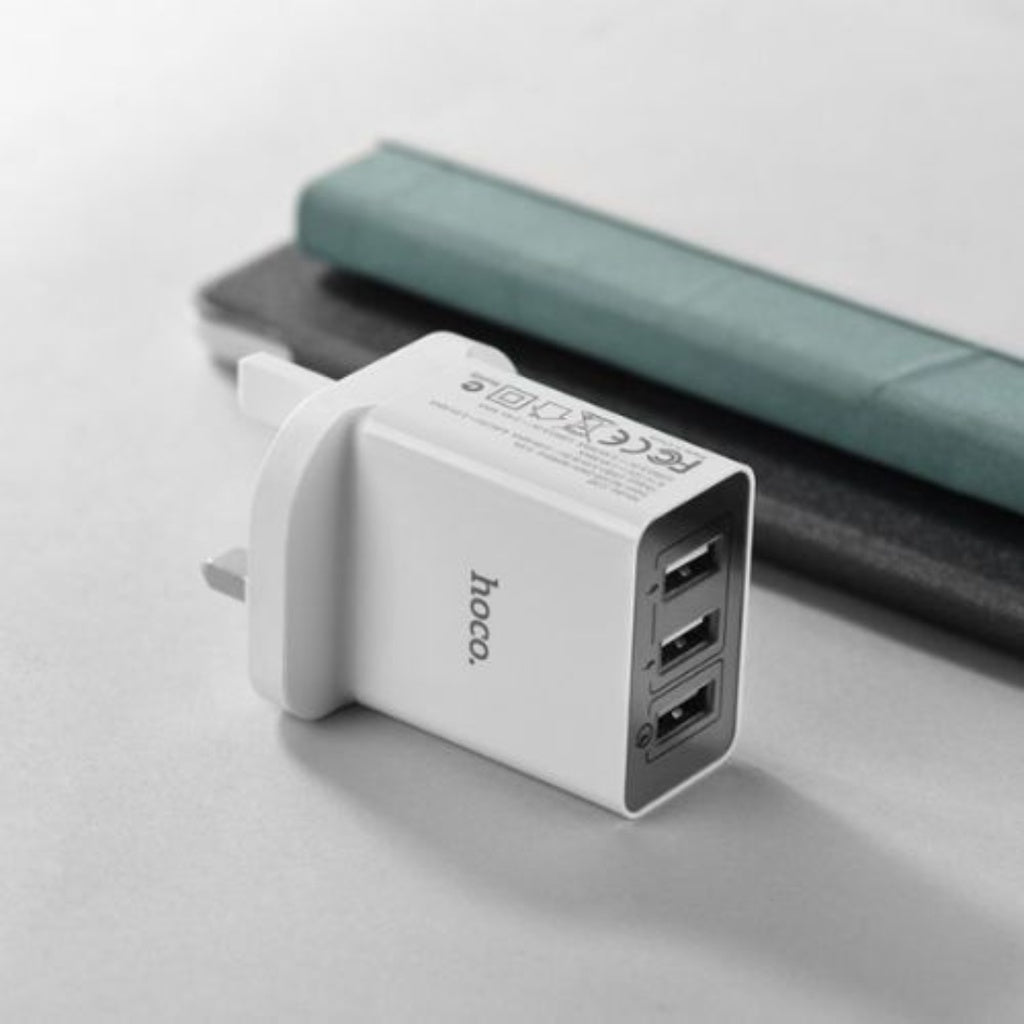 [SG] Hoco C48 Breakthrough Three USB Pots Charger (UK) [Evergreen Stationery]