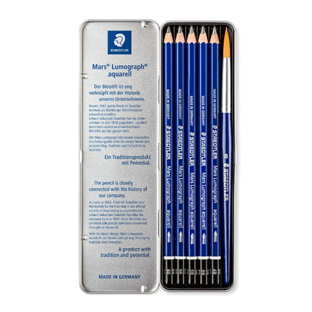 [SG] Staedtler Mars Lumograph Drawing Pencil x5 aqua. 100% PEFC [Evergreen Stationery]
