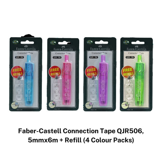 [SG] Faber-Castell Connection Tape QJR506, 5mmx6m + Refill (4 Colour Packs) [Evergreen Stationery]