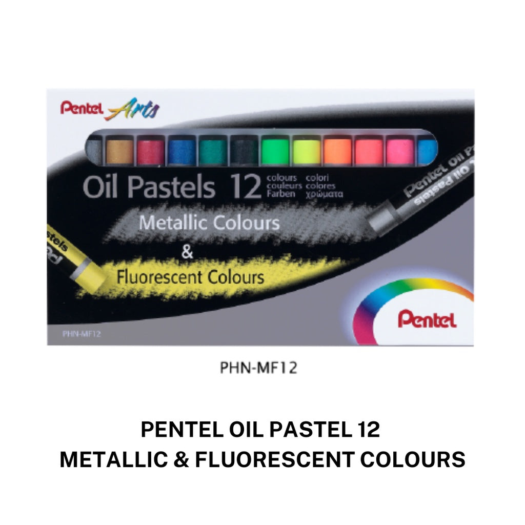 [SG] PENTEL OIL PASTEL 6/12 METALLIC & FLUORESCENT COLOURS [Evergreen Stationery]