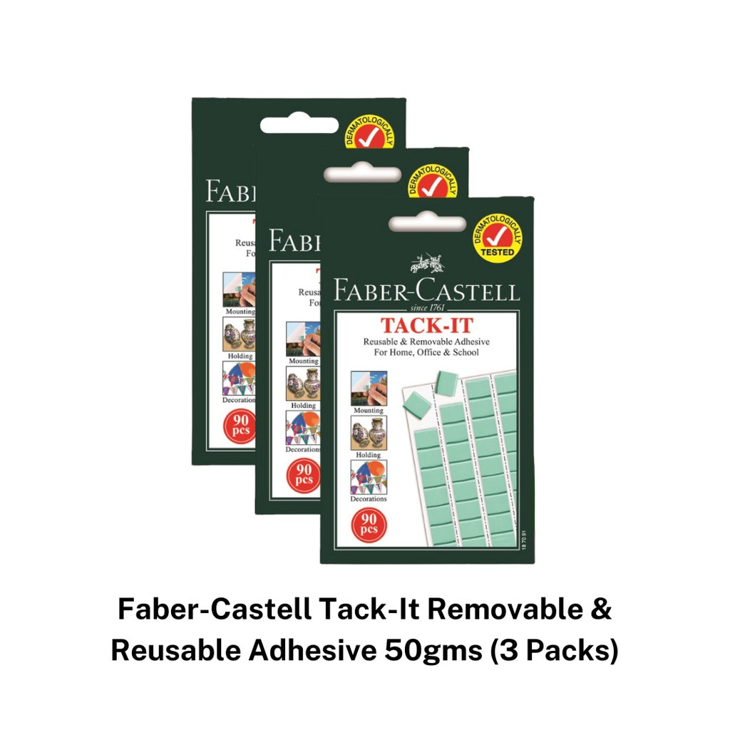 [SG] Faber-Castell Tack-It Removable & Reusable Adhesive 50gms (3 Packs) [Evergreen Stationery]