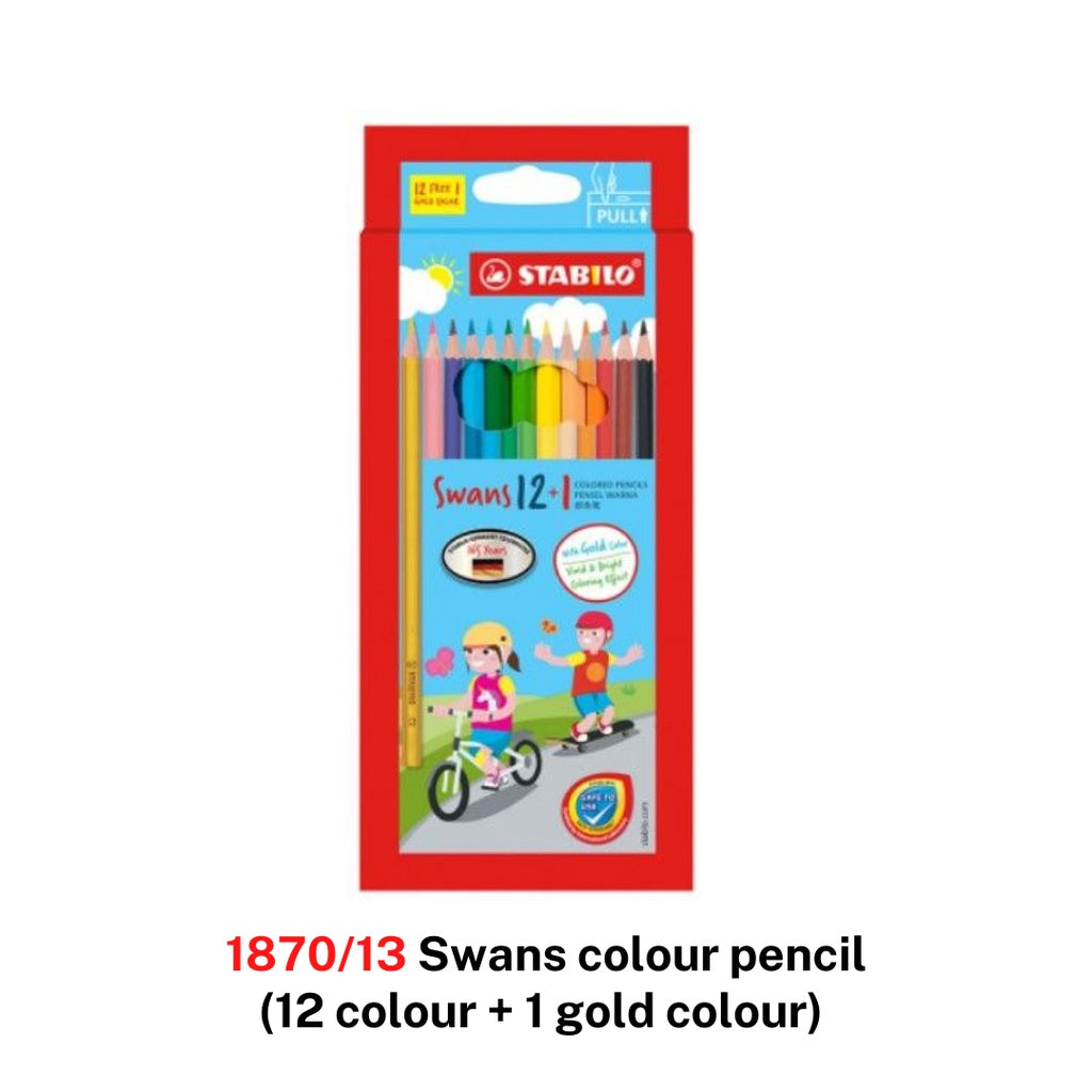 [SG] 1870/13 Stabilo Swans colour pencil (12 colour + 1 gold colour) [Evergreen Stationery]