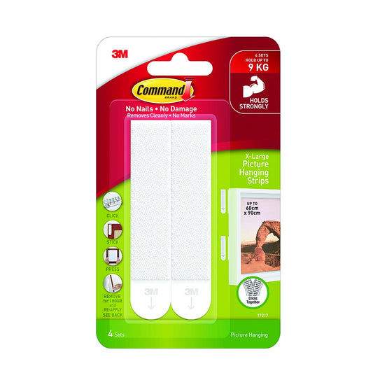 [SG] 3M COMMAND X-LARGE PICTURE HANGING STRIPS WHITE/BLACK [Evergreen Stationery]