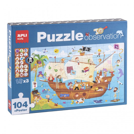 [SG] Apli Puzzle Observation Pirate Ship 104pcs [Evergreen Stationery]