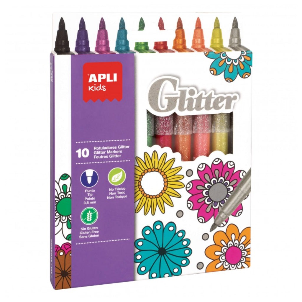 [SG] Apli Markers Glitter 10pcs [Evergreen Stationery]
