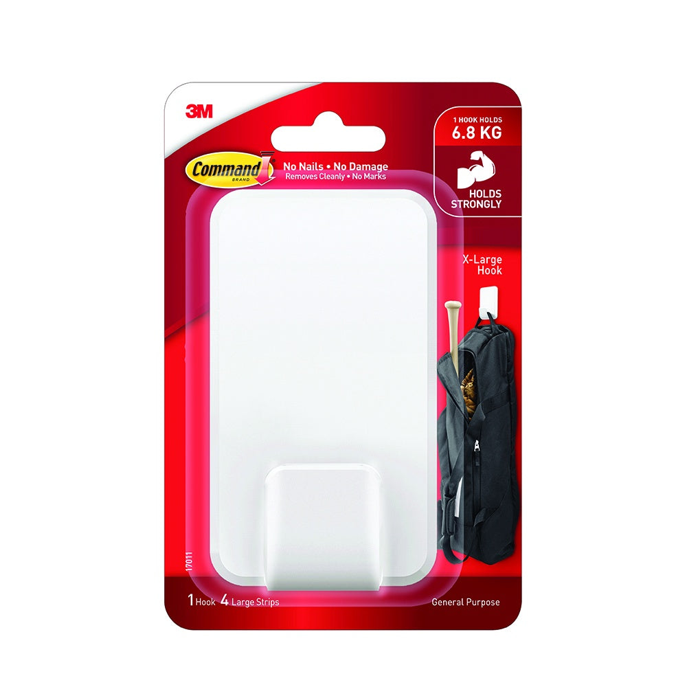 [SG] 3M COMMAND X-LARGE UTILITY HOOK/MEGA UTILITY HOOK- WHITE [Evergreen Stationery]