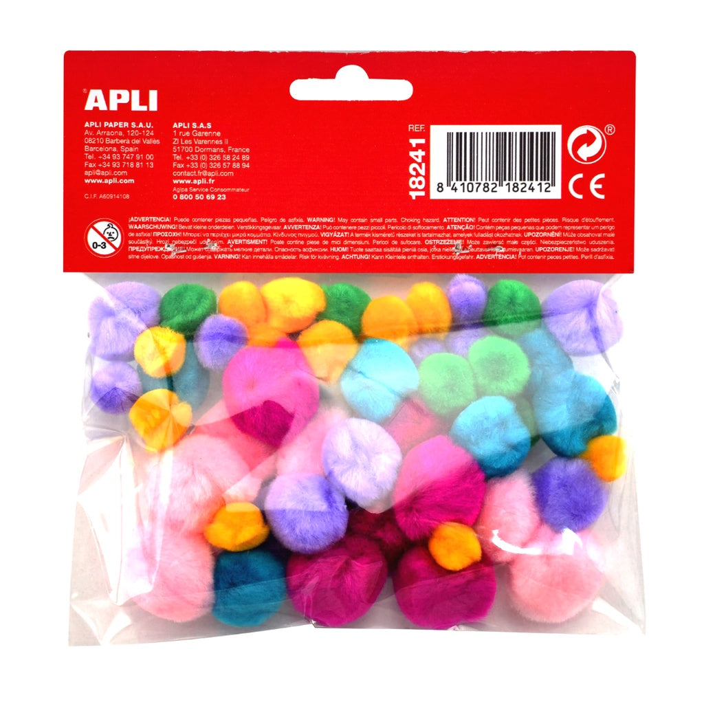 [SG] Apli Pom-poms Soft Touch Assorted Colors 50pcs [Evergreen Stationery]
