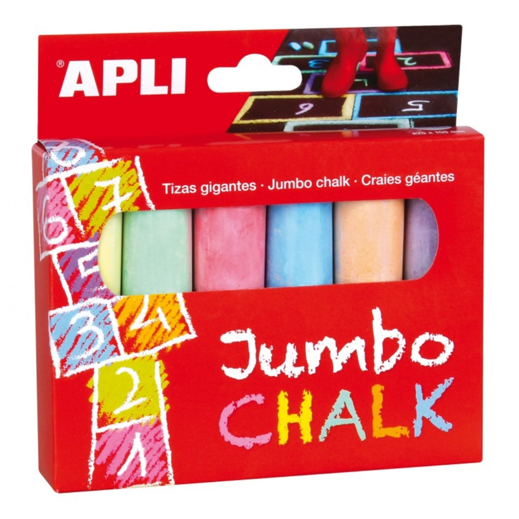 [SG] Apli Jumbo Round Chalk Assorted Colors 6pcs [Evergreen Stationery]