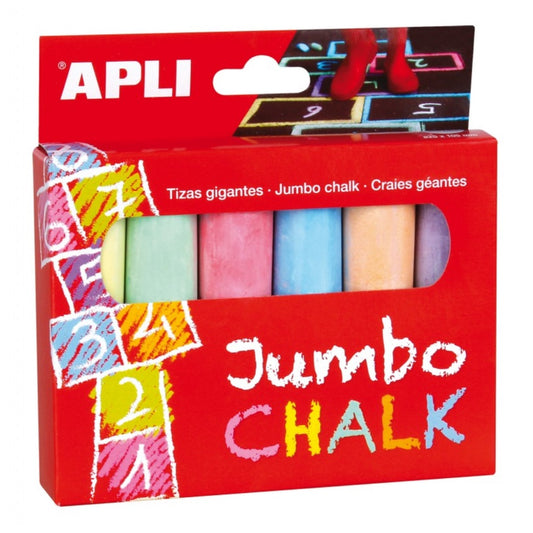 [SG] Apli Jumbo Round Chalk Assorted Colors 6pcs [Evergreen Stationery]