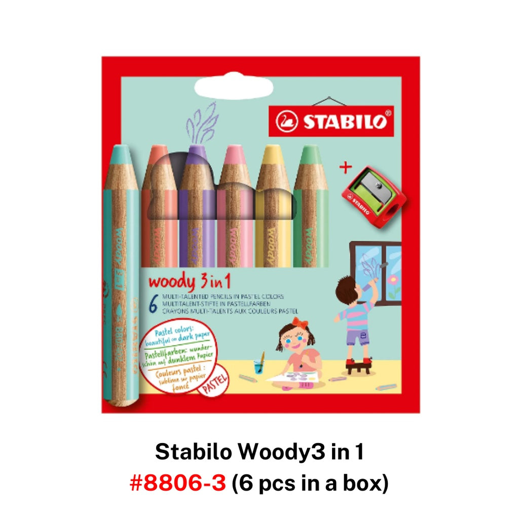 [SG] Stabilo Woody3 in 1 #8806-2/#8806-3 (6 pcs in a box) [Evergreen Stationery]