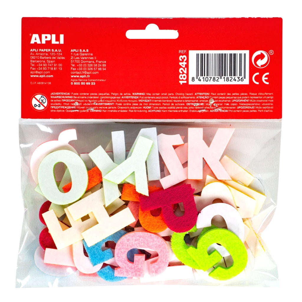 [SG] Apli Felt Shapes Adhesive Letters 52pcs [Evergreen Stationery]