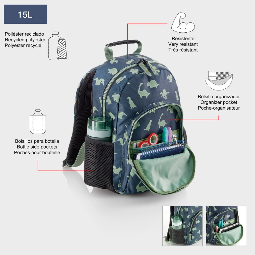 [SG] Apli Miquelrius Dinos Backpack | Pencil holder [Evergreen Stationery]