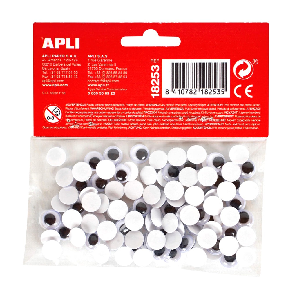 [SG] Moving Eyes Black | Color Round Adhesive 6mm | 10mm | 15mm [Evergreen Stationery]
