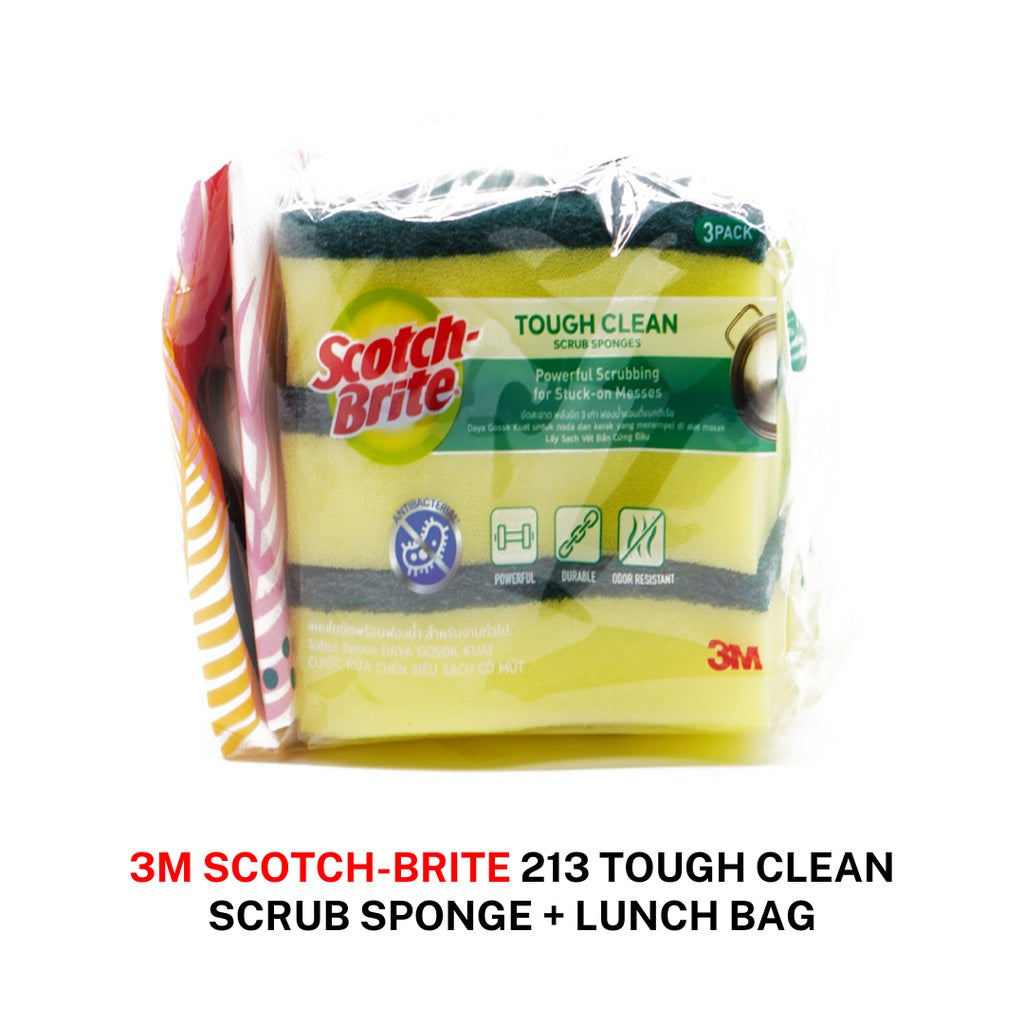 [SG] 3M 213-LB-VP Tough Clean Sponge + Lunch Bag [Evergreen Stationery]