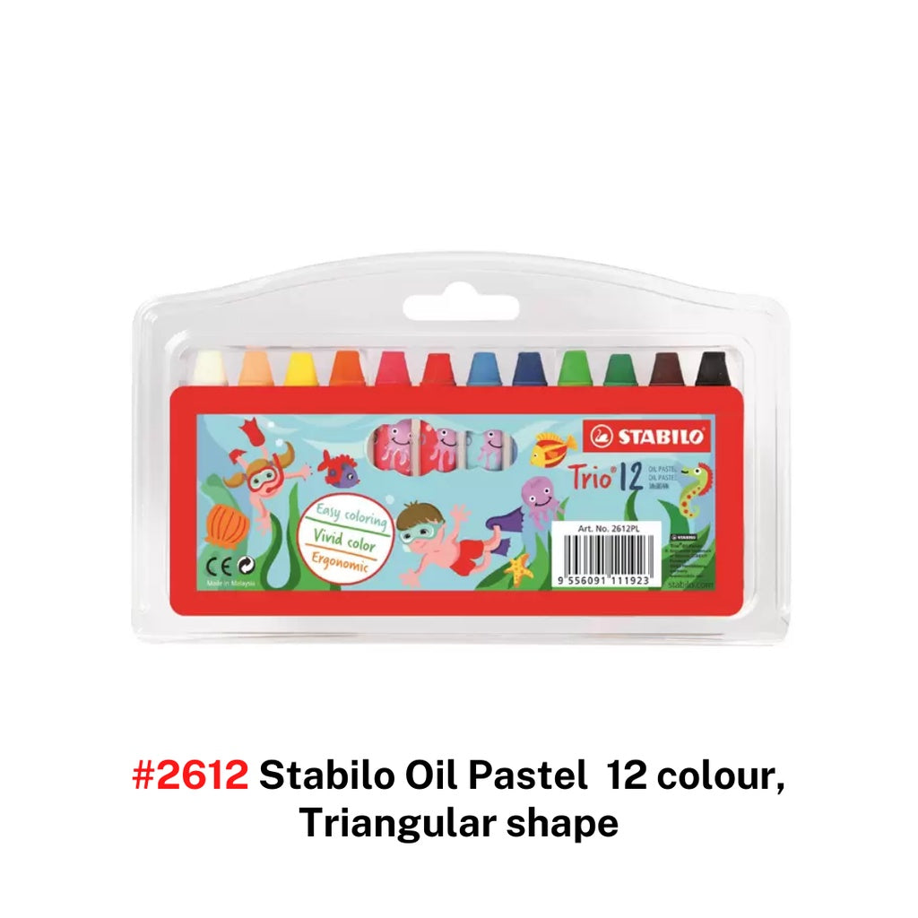 [SG] #2612/#2624 Stabilo Oil Pastel 12/24 colour Triangular shape  [Evergreen Stationery]