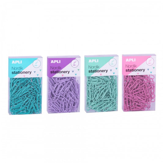 [SG] Apli Paper Clips Nordik Colors 28mm 140pcs [Evergreen Stationery]