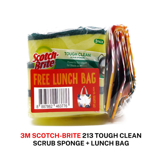 [SG] 3M 213-LB-VP Tough Clean Sponge + Lunch Bag [Evergreen Stationery]