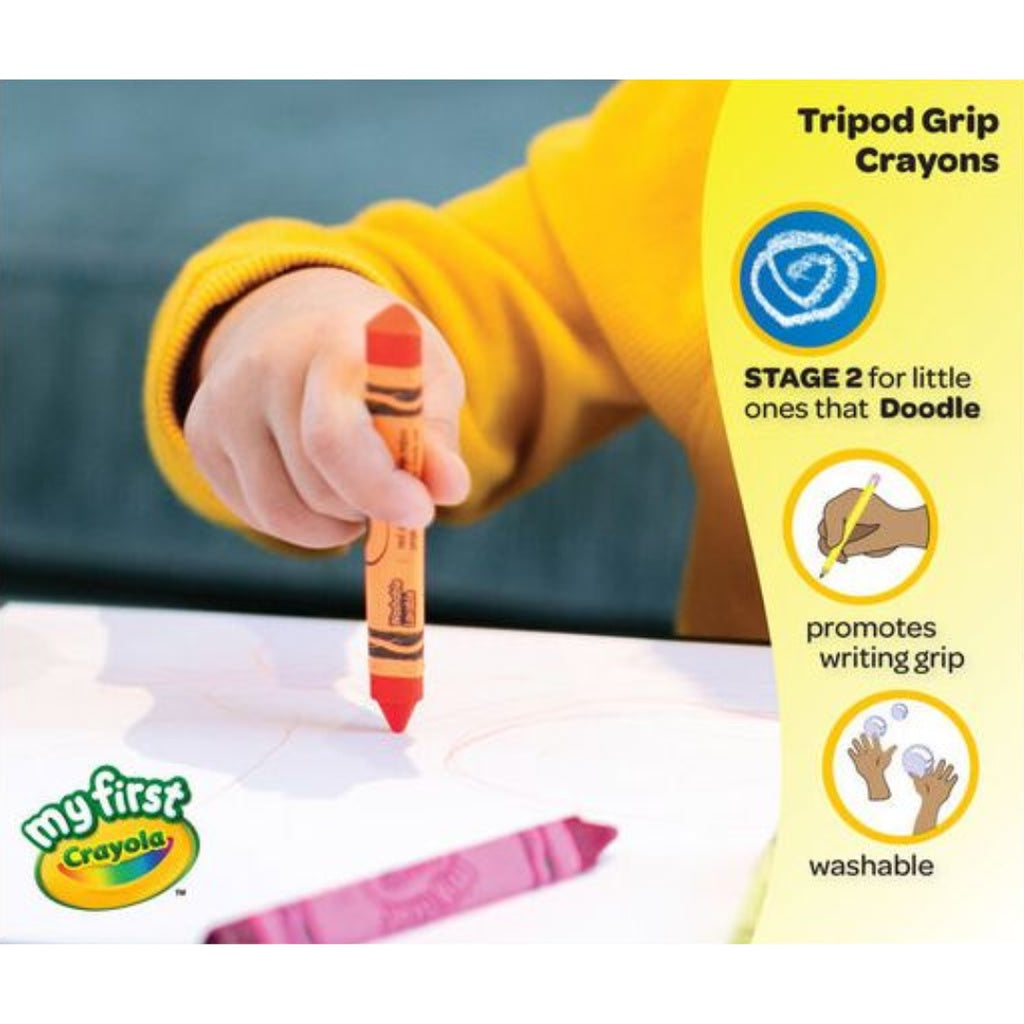 [SG] Crayola 811460 My First Washable Tripod Grip Crayons 8ct [Evergreen Stationery]