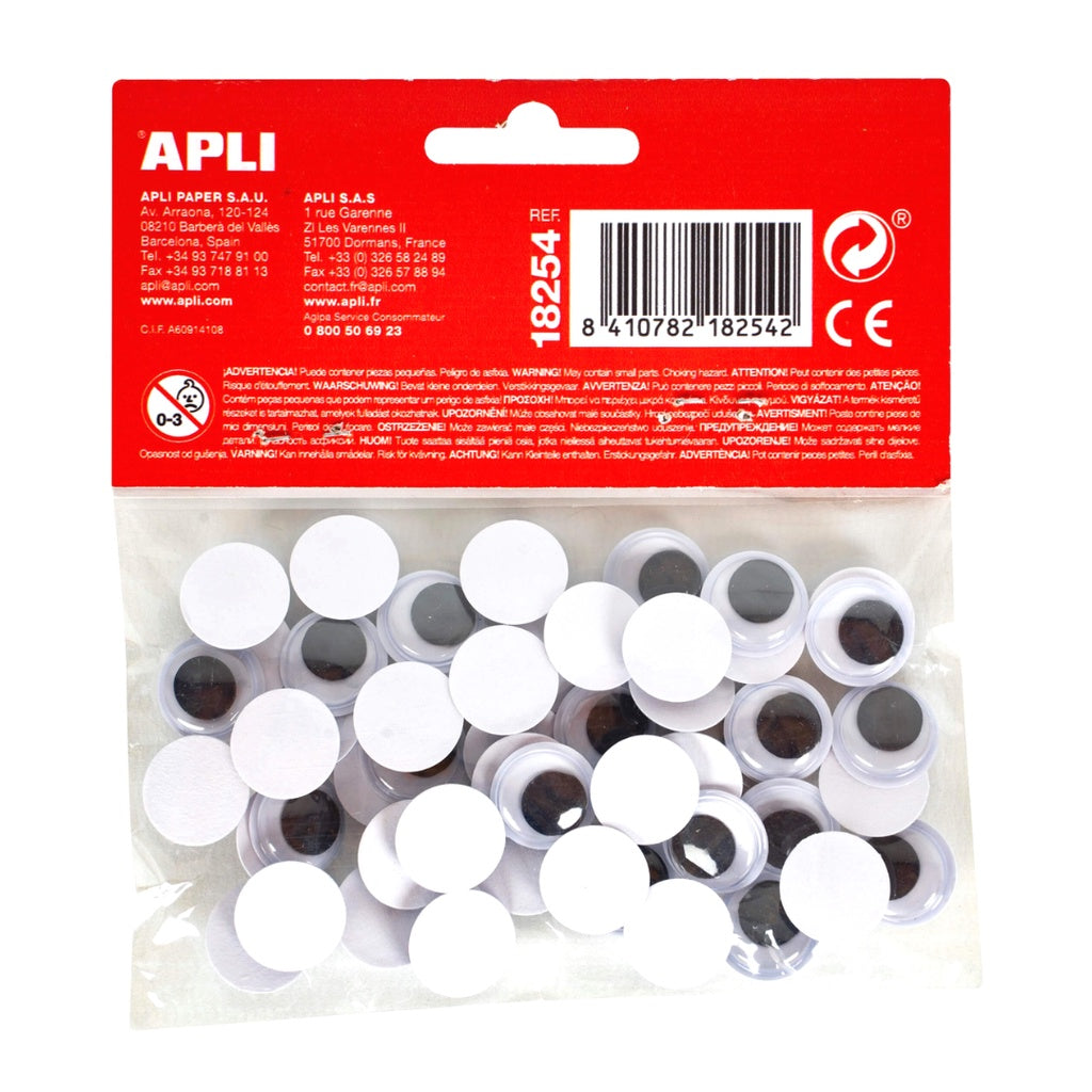 [SG] Moving Eyes Black | Color Round Adhesive 6mm | 10mm | 15mm [Evergreen Stationery]