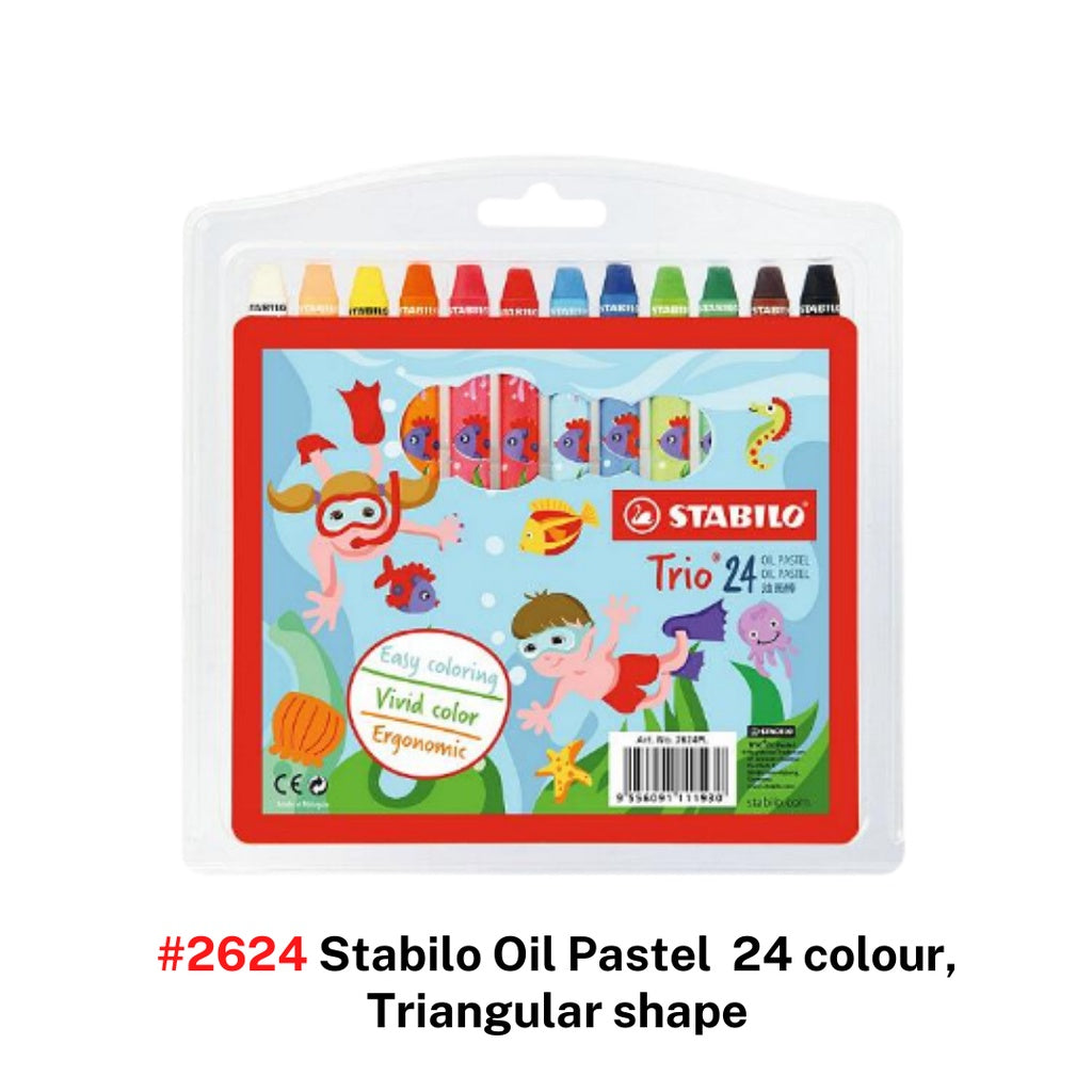 [SG] #2612/#2624 Stabilo Oil Pastel 12/24 colour Triangular shape  [Evergreen Stationery]