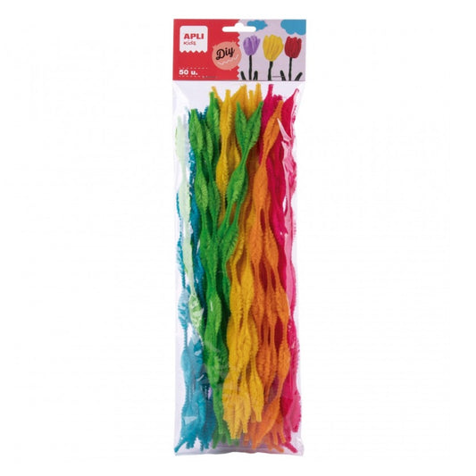 [SG] Apli Pipe Cleaners Bumpy Assorted Colors 50pcs [Evergreen Stationery]