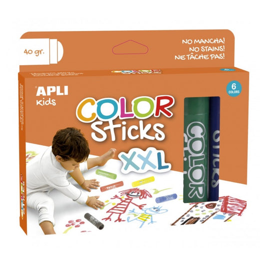 [SG] Apli Solid Poster Paint Color Sticks XXL 40g 6pcs [Evergreen Stationery]