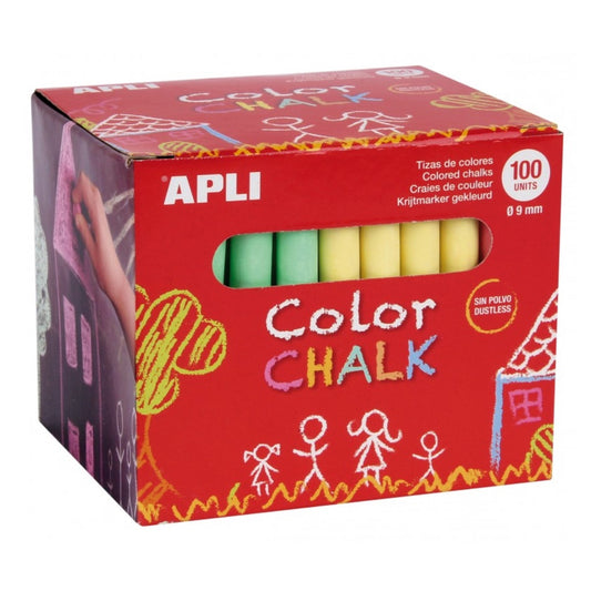 [SG] Apli Round Chalk Assorted Colors 100pcs [Evergreen Stationery]