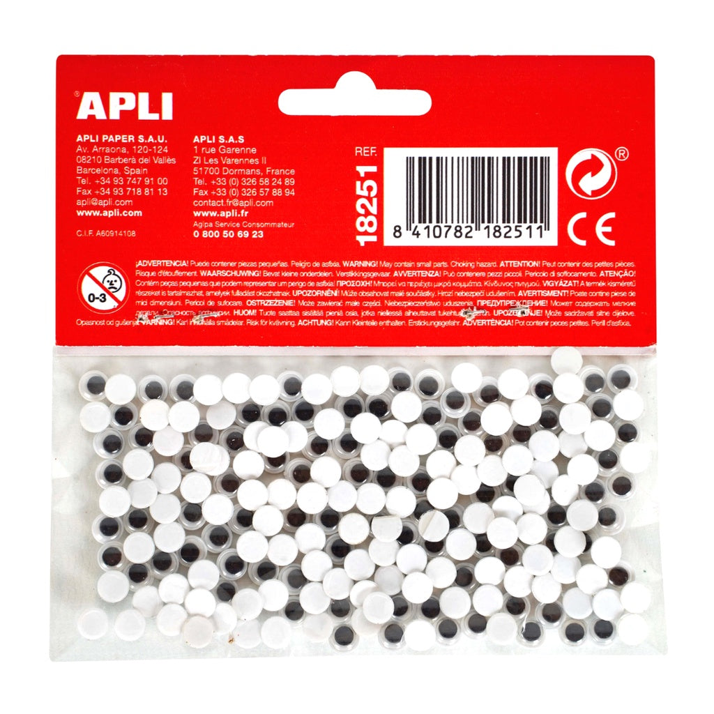 [SG] Moving Eyes Black | Color Round Adhesive 6mm | 10mm | 15mm [Evergreen Stationery]