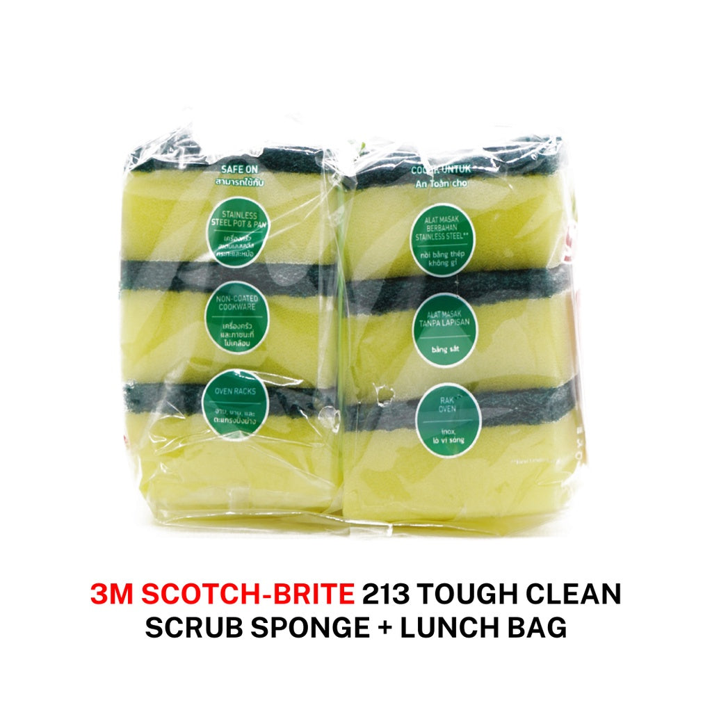 [SG] 3M 213-LB-VP Tough Clean Sponge + Lunch Bag [Evergreen Stationery]