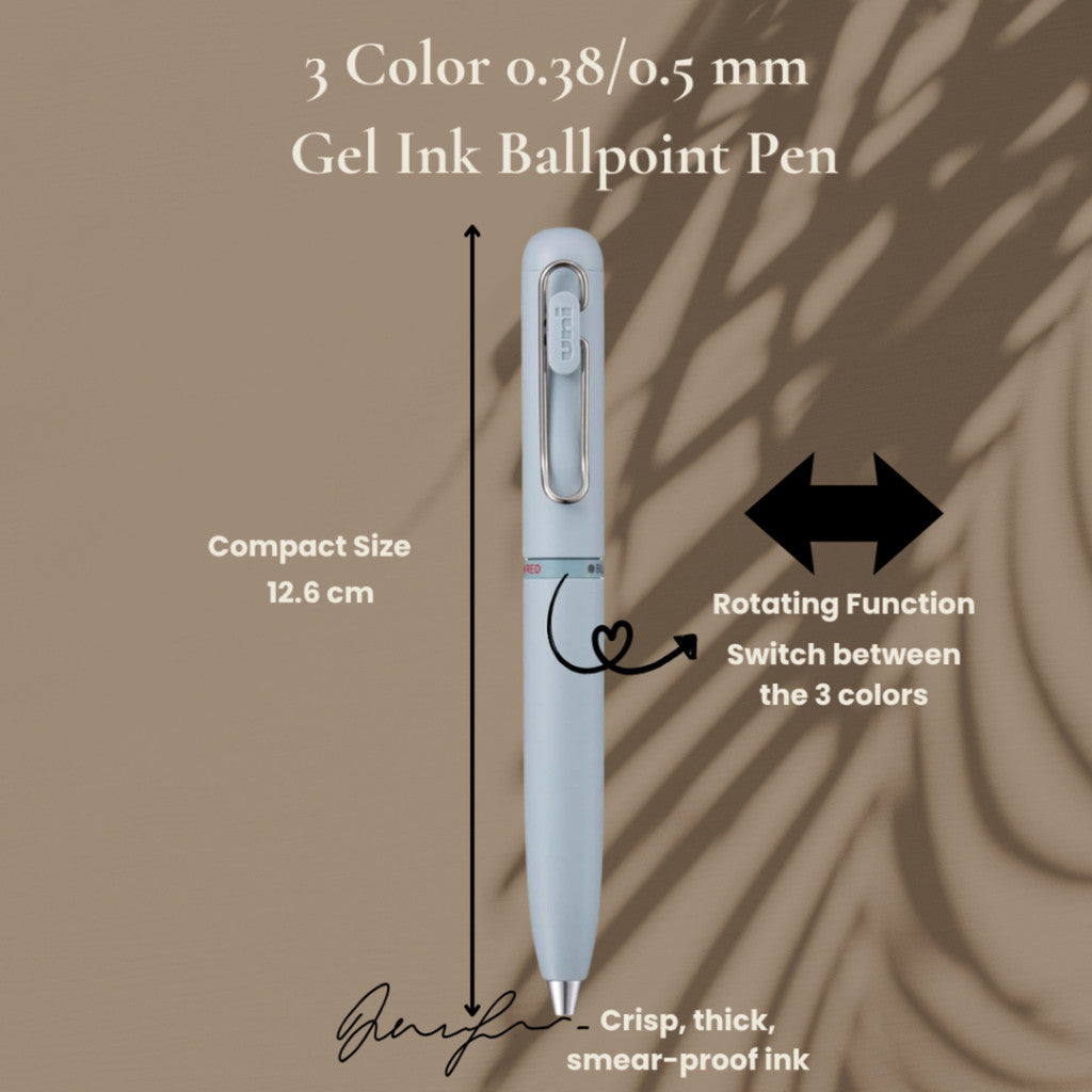 [SG] Uniball 3 Color 0.38/0.5mm Gel Ink Ballpoint Pen [Evergreen Stationery]
