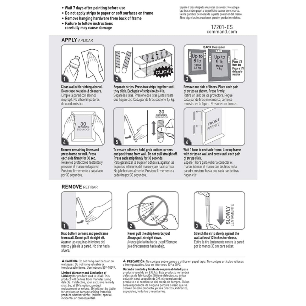 [SG] 3M Command 17201 Black Medium Picture Hanging Strips (8 Strips / 4 Sets) [Evergreen Stationery]