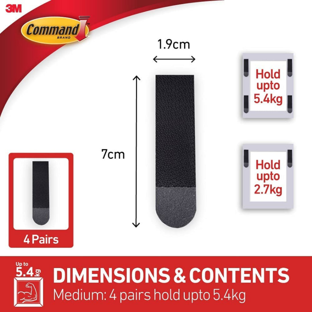 [SG] 3M Command 17201 Black Medium Picture Hanging Strips (8 Strips / 4 Sets) [Evergreen Stationery]