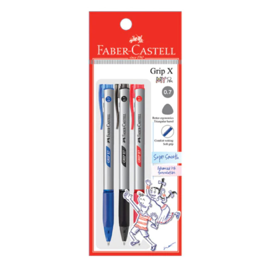 [SG] Faber Castell Ball Pen Grip X7 0.7mm (Pack of 3) [Evergreen Stationery]