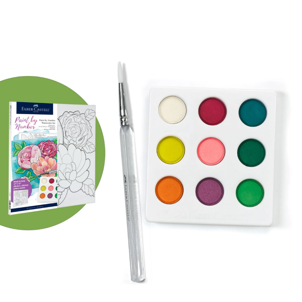 [SG] Faber-Castell Paint by Number Gallery Canvas Watercolor Set 12” x 12” [Evergreen Stationery]