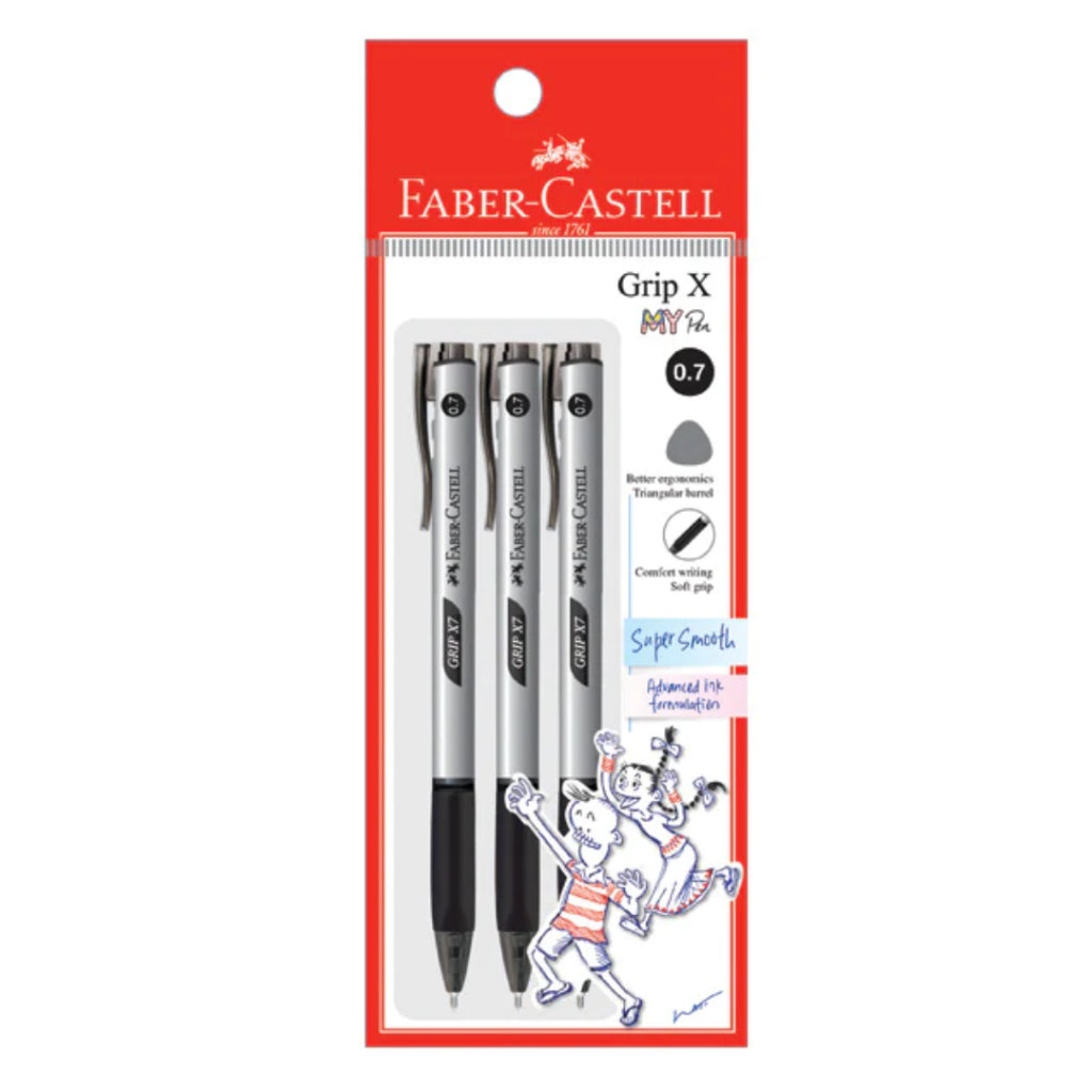 [SG] Faber Castell Ball Pen Grip X7 0.7mm (Pack of 3) [Evergreen Stationery]