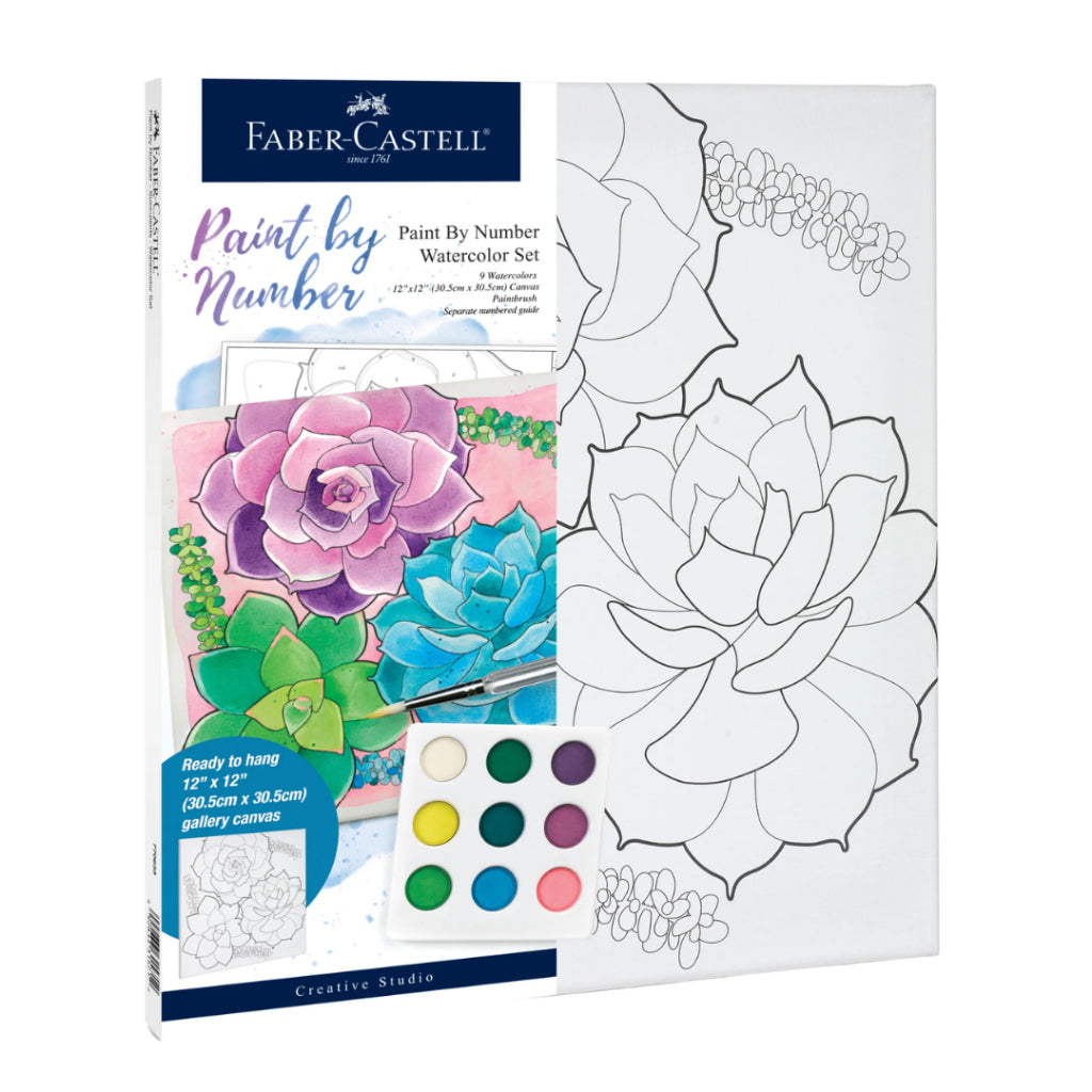 [SG] Faber-Castell Paint by Number Gallery Canvas Watercolor Set 12” x 12” [Evergreen Stationery]