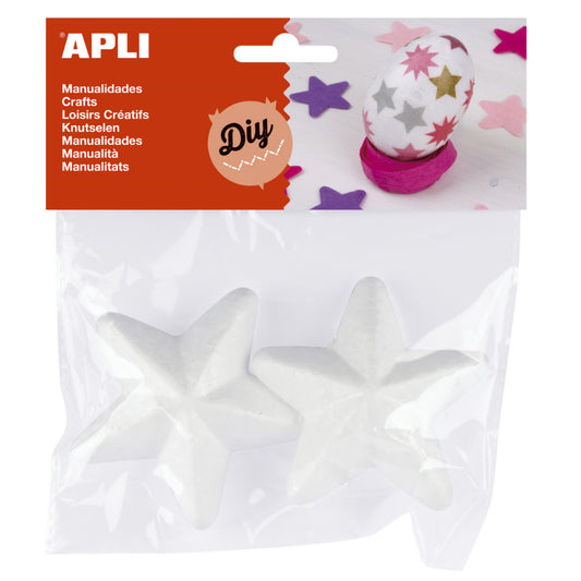 [SG] Apli #14799 Styrofoam Stars 75mm 2 pcs [Evergreen Stationery]