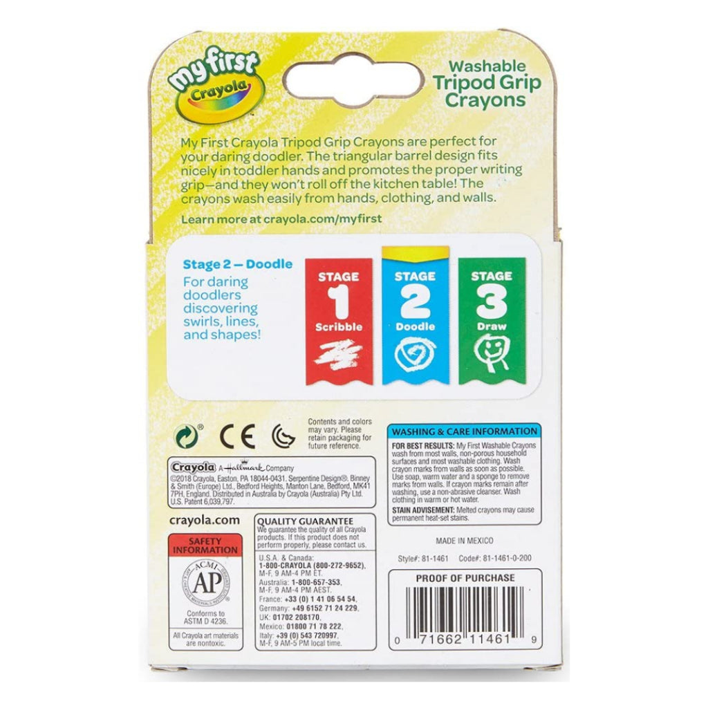 [SG] Crayola 811461 My First Tripod Grip Triangle Washable Crayons 16ct [Evergreen Stationery]