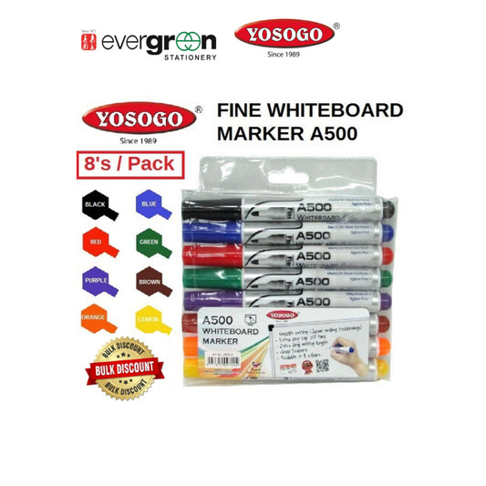 [SG] Yosogo A500/A509 Whiteboard Marker Round Tip 8s/Pkt [Evergreen Stationery]