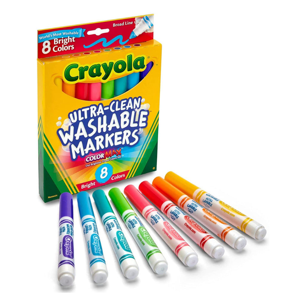 [SG] Crayola 587819 Ultra-Clean Washable Broad Line Markers 8ct (Bright Colors) [Evergreen Stationery]