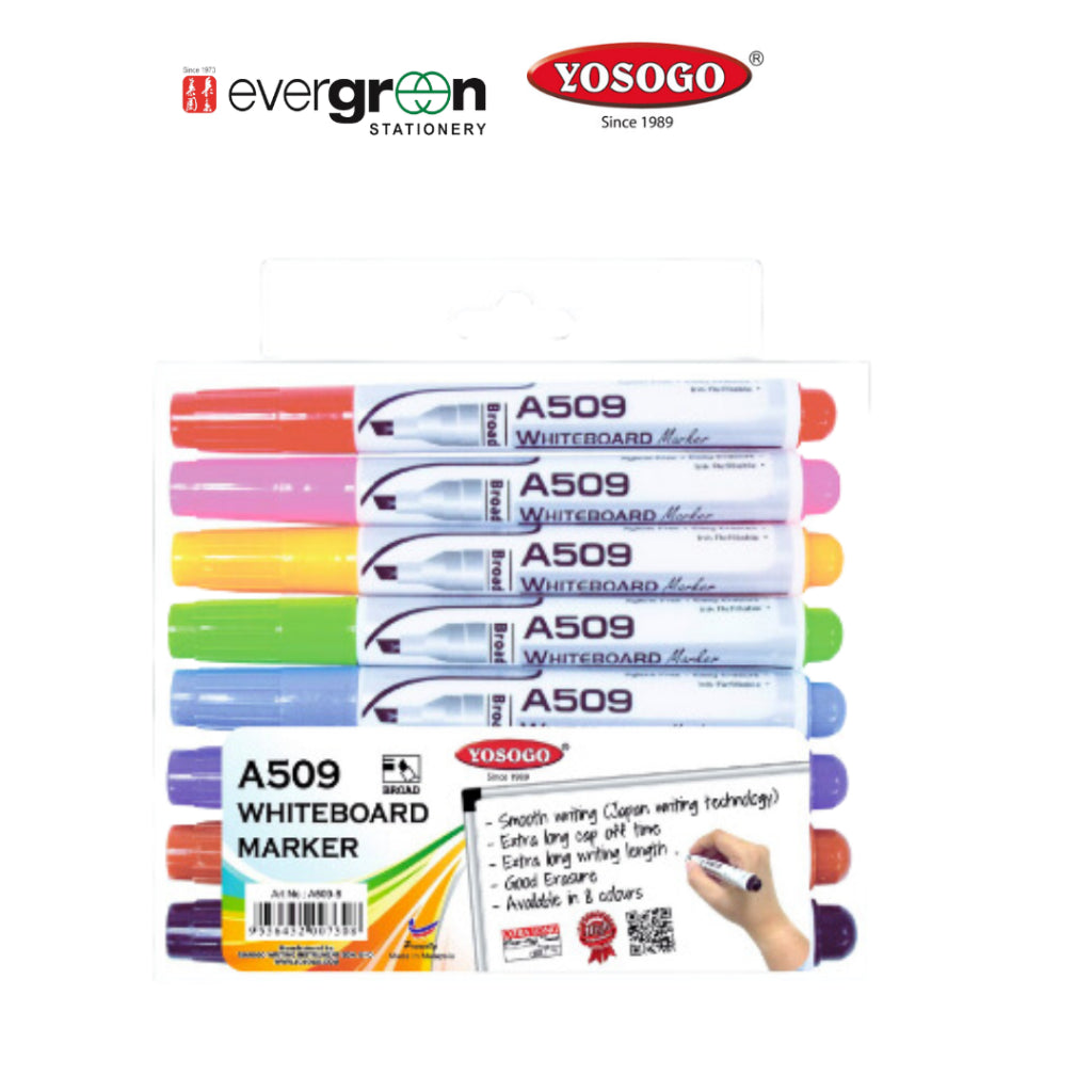 [SG] Yosogo A500/A509 Whiteboard Marker Round Tip 8s/Pkt [Evergreen Stationery]