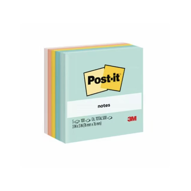 [SG] Post-it Notes 654-5AP Beachside 3 in x 3 in (76mm x76mm) (100 Sheets x 5 Pads) [Evergreen Stationery]