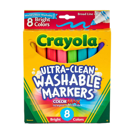 [SG] Crayola 587819 Ultra-Clean Washable Broad Line Markers 8ct (Bright Colors) [Evergreen Stationery]