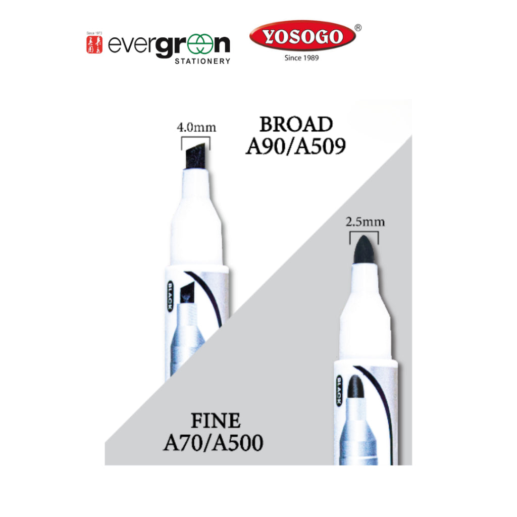 [SG] Yosogo A500/A509 Whiteboard Marker Round Tip 8s/Pkt [Evergreen Stationery]