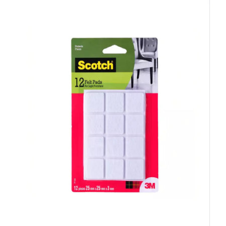 [SG] Scotch™ Felt Pad Square - 25mm by 25mm 12/P [Evergreen Stationery]