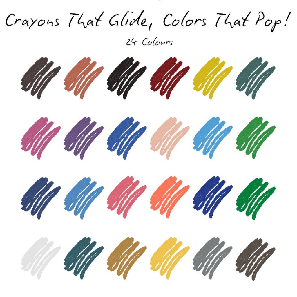 [SG] 24 Pcs Short Rotating Crayon [Evergreen Stationery]