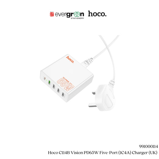 Hoco C114B Vision PD65W Five-Port  (1C4A) Charger (UK)