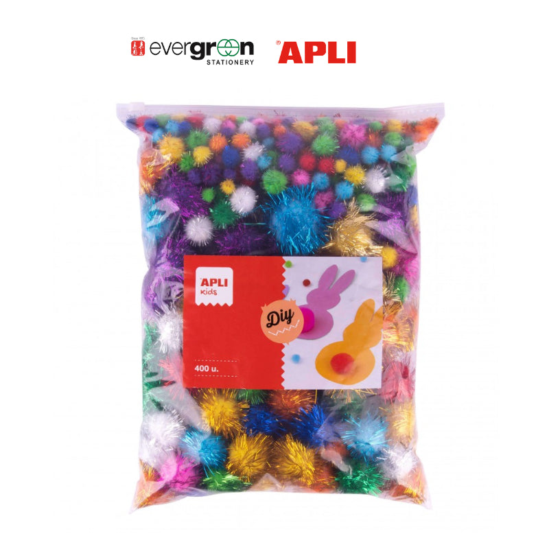 [SG] Apli #18753 Glitter Multicolor  Pom-pons 400s [Evergreen Stationery]