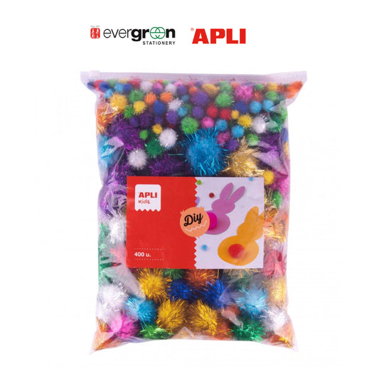 [SG] Apli #18753 Glitter Multicolor  Pom-pons 400s [Evergreen Stationery]