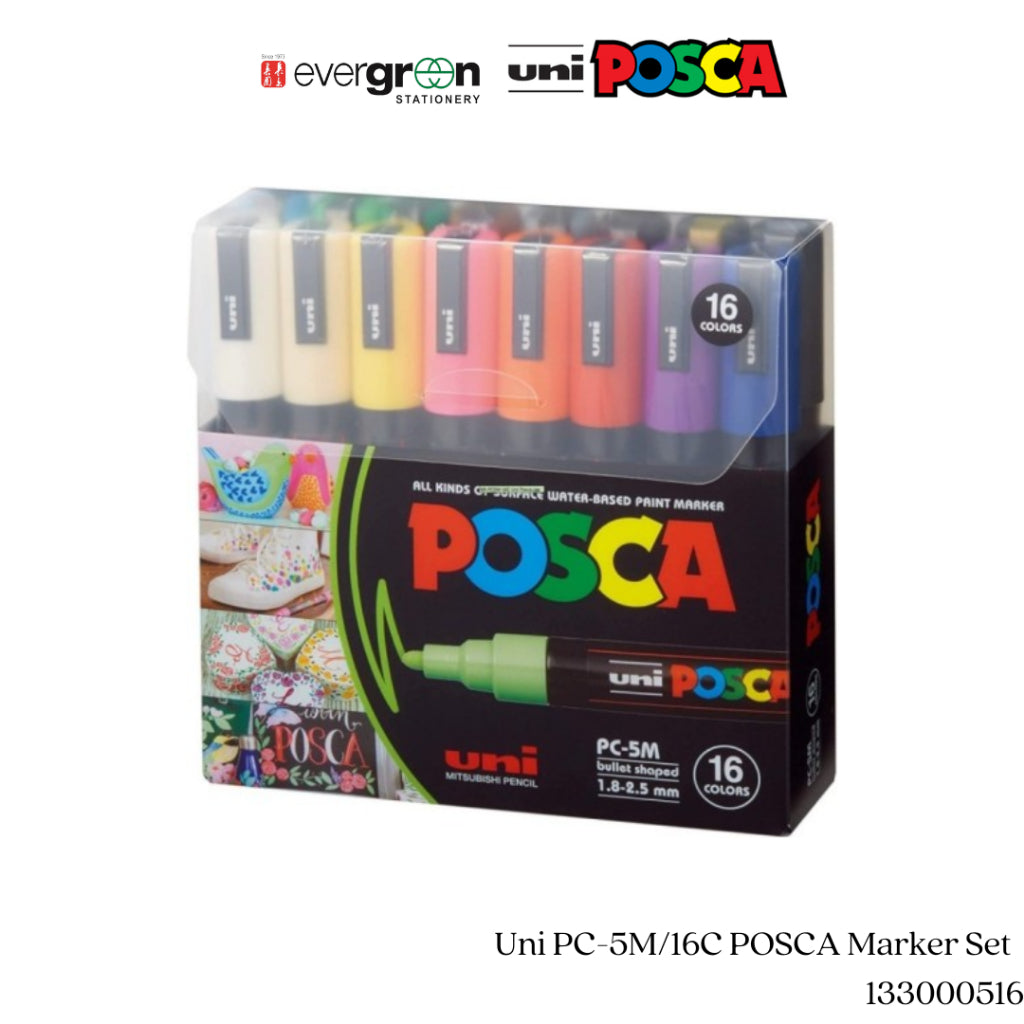 [SG] Uni PC-5M/16C POSCA Marker Set [Evergreen Stationery]